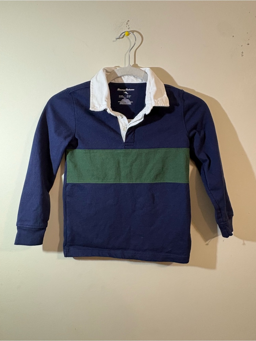 Tommy Bahama Rugby Shirt‎ Boys Small Blue Green White Long Sleeve Preppy shirt